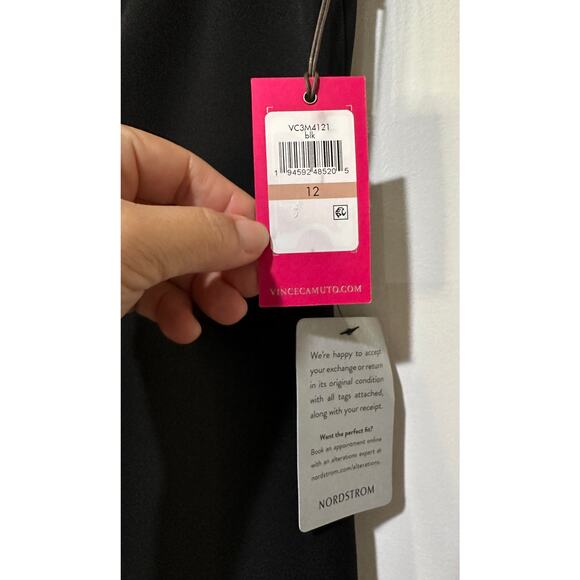 Vince Camuto Ruffle Detail One-Shoulder High-Low Gown Black Size 12 NWT Elegant - Picture 4 of 14